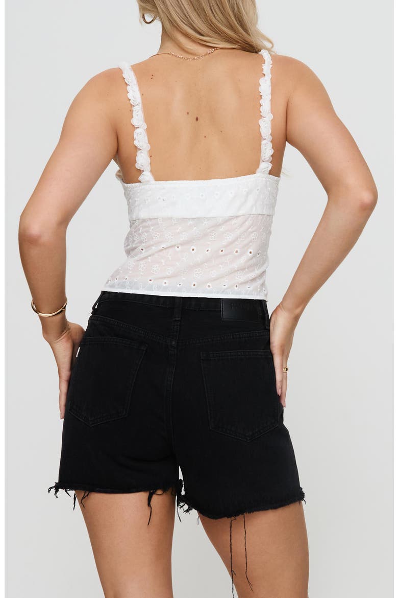 Franca Eyelet Rosette Strap Tank, Alternate, color, WHITE