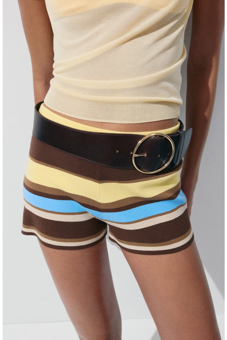 Stripe Knit Shorts, Alternate, color, PASTEL YELLOW