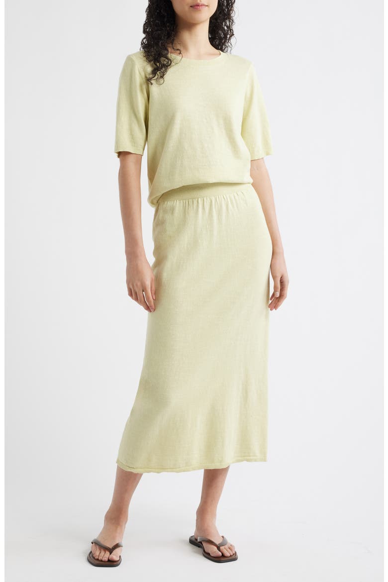 Isabella Cotton & Linen Knit Sweater & Maxi Skirt Set, Main, color, LEMONGRASS
