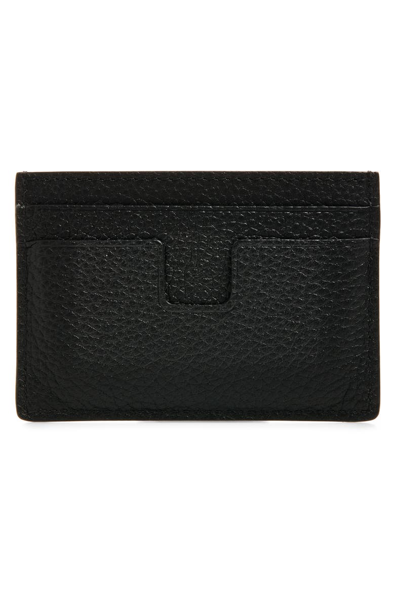 T-Line Soft Grain Leather Card Holder, Alternate, color, 1N001 BLACK