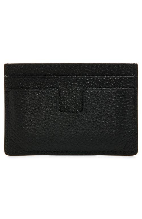 Tom Ford T-line Soft Grain Leather Card Holder In Black