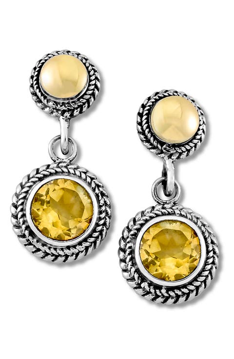 Citrine Two-Tone Drop Earrings