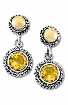 SAMUEL B. Citrine Two-Tone Drop Earrings