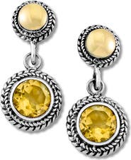 SAMUEL B. Citrine Two-Tone Drop Earrings