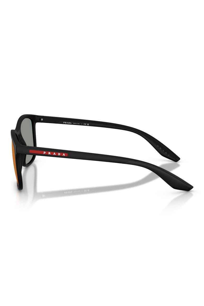 56mm Pillow Sunglasses, Alternate, color, MATTE BLACK/ GREY BLUE/ RED