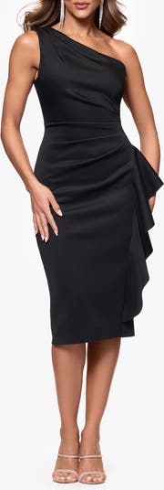 Gathered One-Shoulder Cocktail Dress