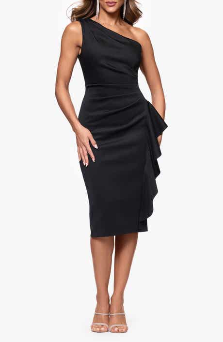 Gathered One-Shoulder Cocktail Dress