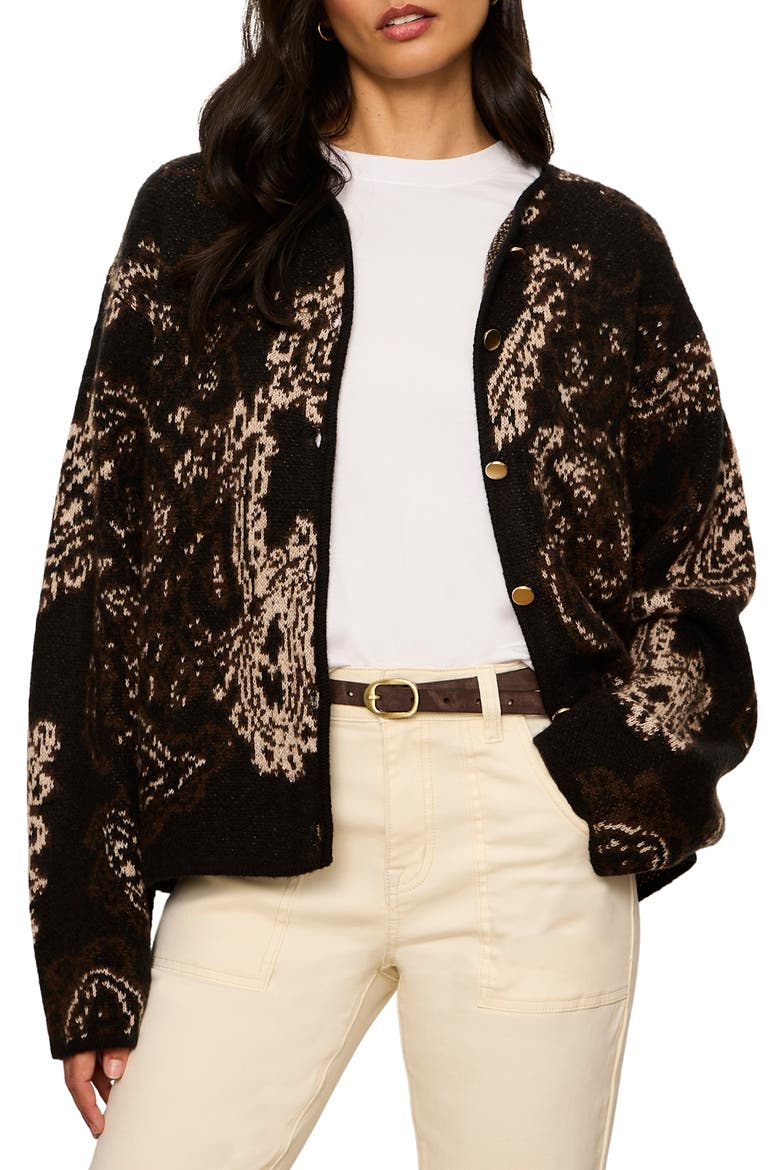 Jacquard Cardigan, Alternate, color, BLACK PAISLEY
