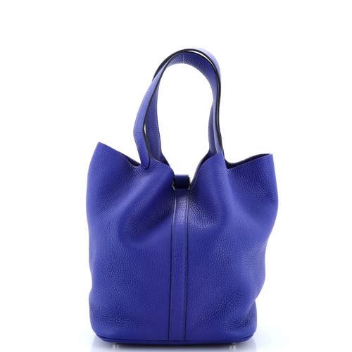 Pre-owned Hermes  Hermes Picotin Lock Bag Clemence Gm In Blue