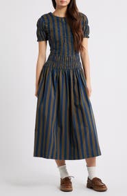 Damson Madder Sienna Stripe Organic Cotton Dress