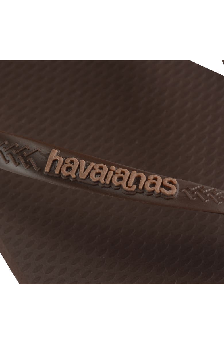 Havaianas Slim Square Logo Flip Flop, Alternate, color, Dark Brown