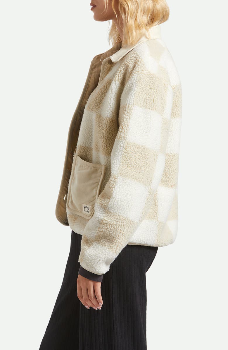 Brixton Delilah Plaid High Pile Fleece Jacket, Alternate, color, White Natural Finish Line Chec