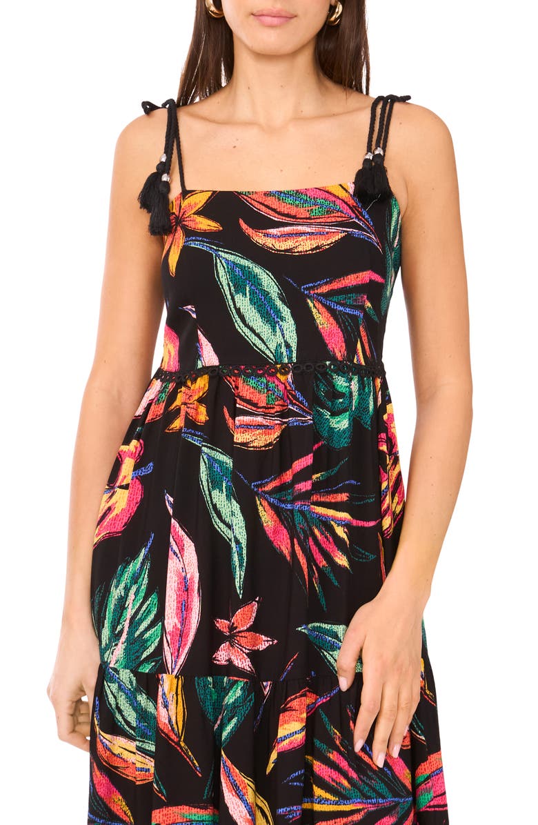 Vince Camuto Floral Tiered Maxi Dress, Alternate, color, Mint Lime