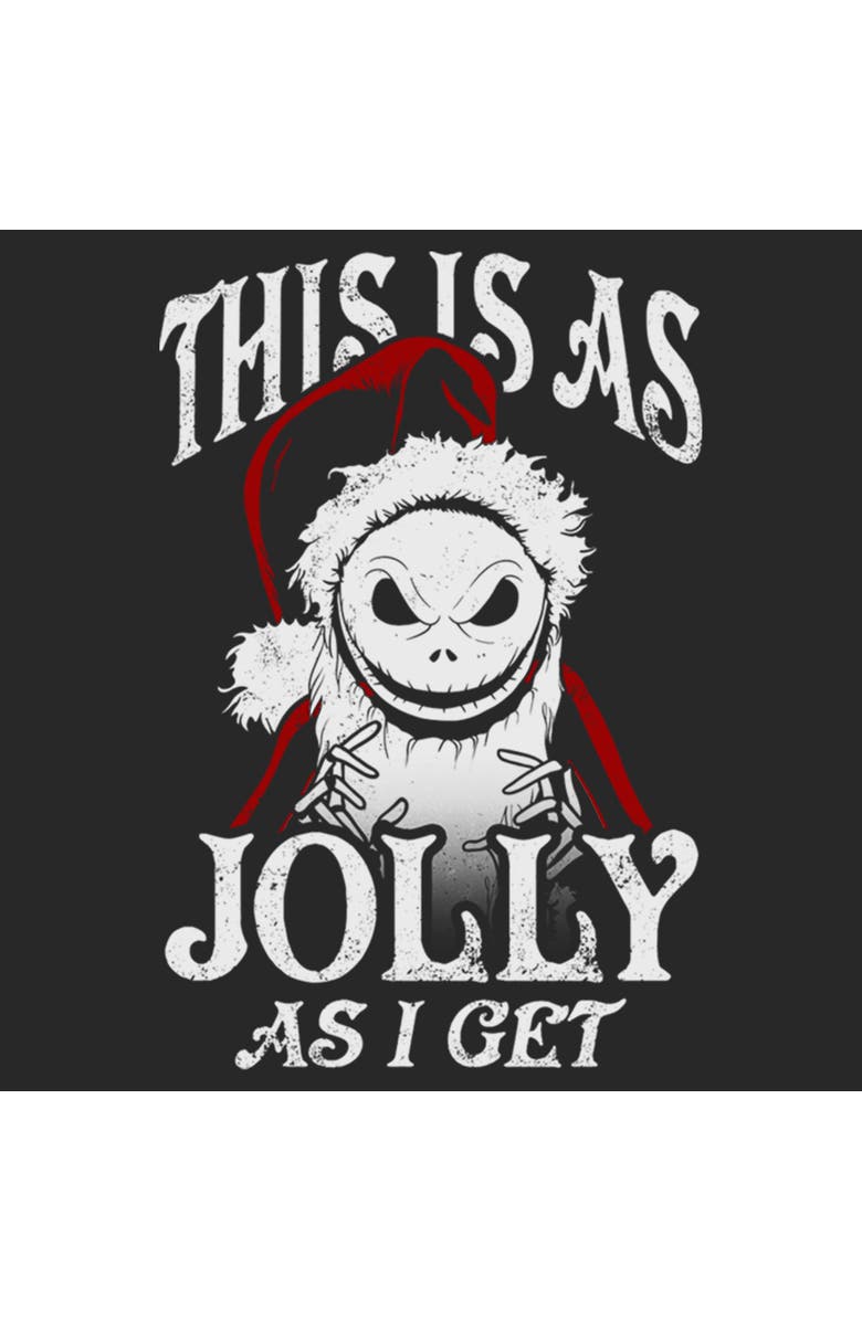 The Nightmare Before Christmas Women's The Nightmare Before Christmas Jolly Santa Jack Portrait Smile Graphic T-Shirt, Alternate, color, Black