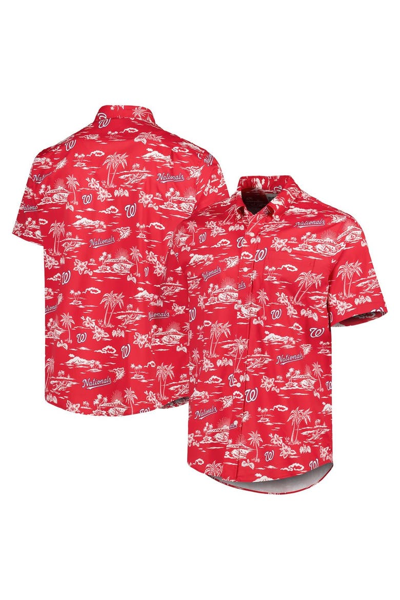 Men's Reyn Spooner Red Washington Nationals Kekai Performance Button-Up Shirt, Main, color, Navy
