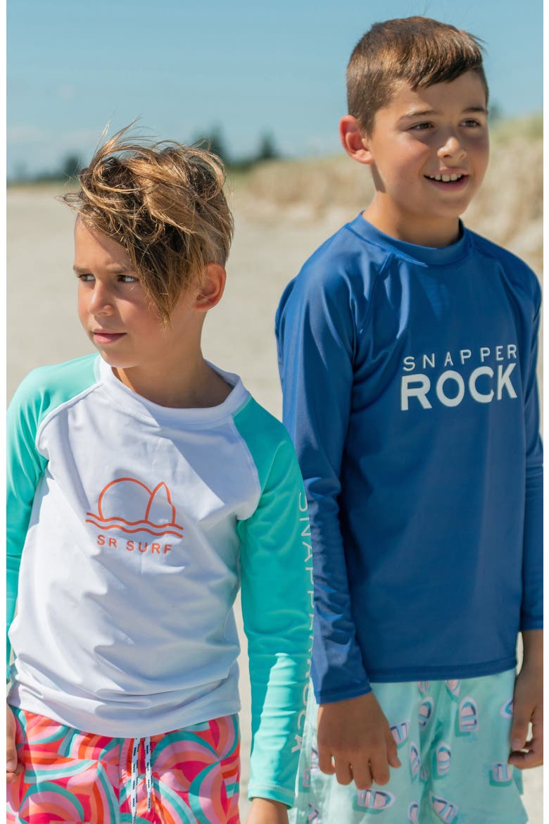 Kids' Geo Surf Graphic Rashguard, Alternate, color, WHITE