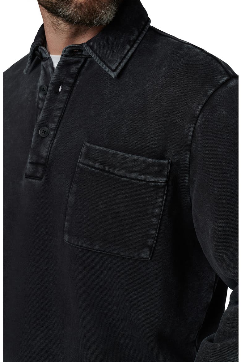 Cotton Polo Sweatshirt, Alternate, color, WASHED BLACK