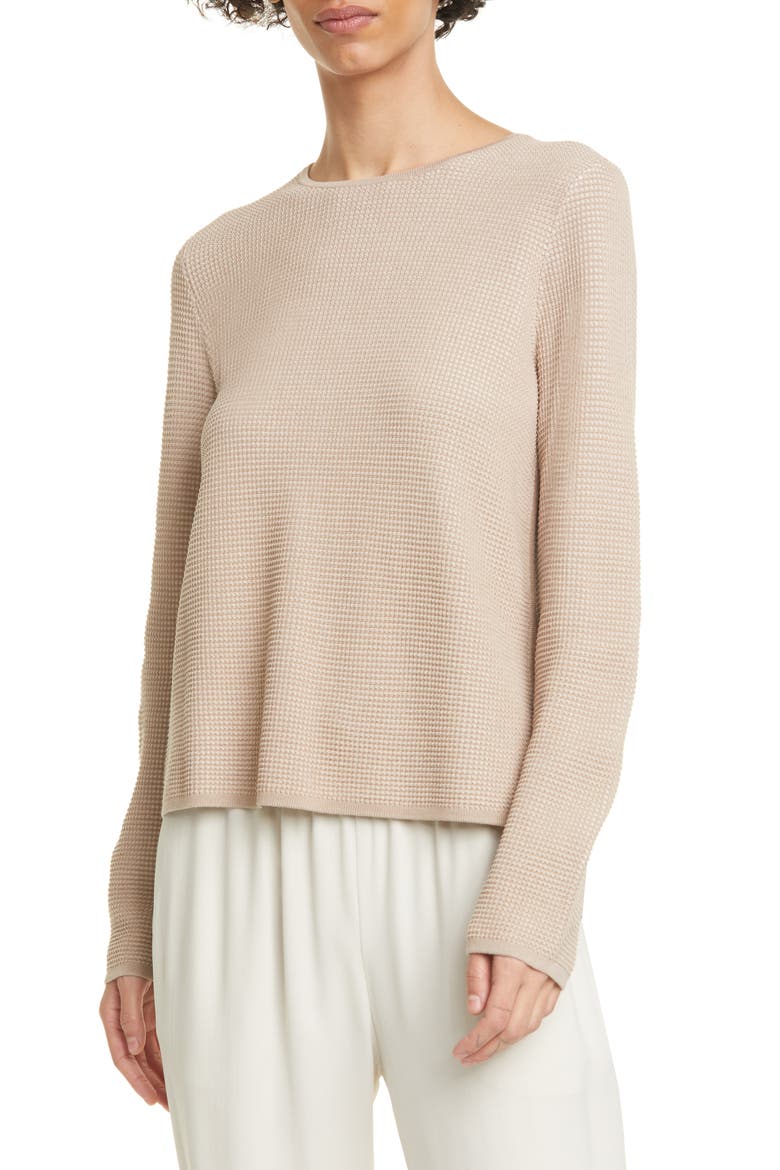 Crewneck Silk Blend Top, Main, color, BRAMBLE