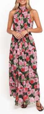 Petal & Pup Caroline Floral Halter Neck Maxi Dress