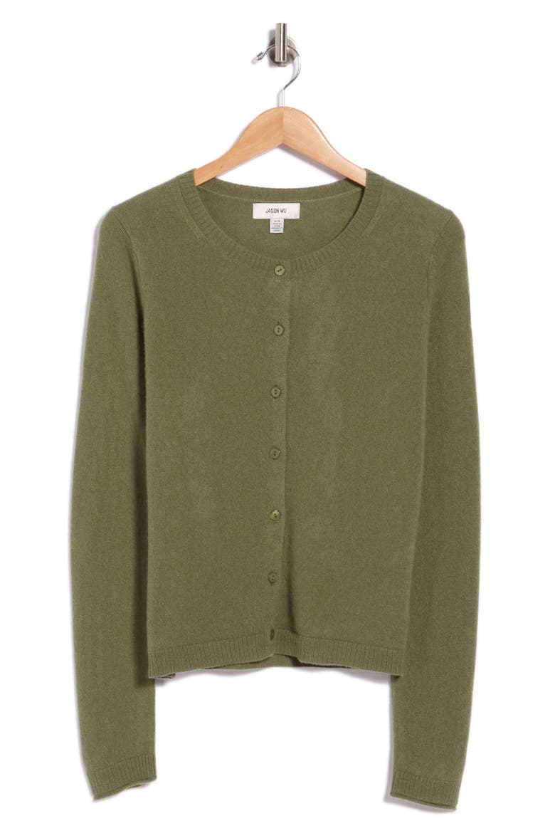 Rolled Edge Cashmere Cardigan, Alternate, color, ASPEN SAGE