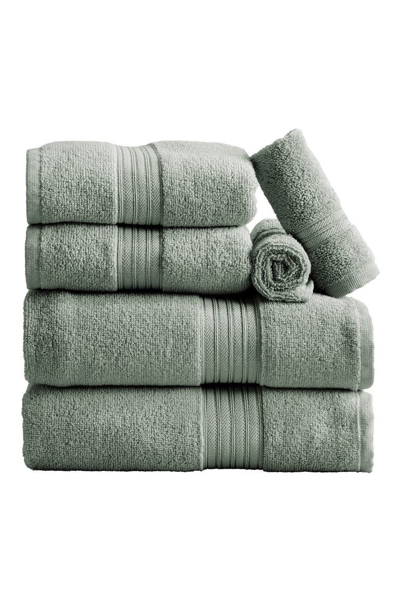 Quick-Dry Cotton 6-Piece Towel Set, Main, color, EUCALYPTUS