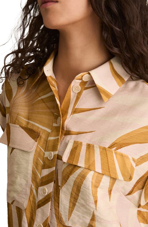 Reiss Womens Neutral Hannah Palm-print Woven Shirt In Brown