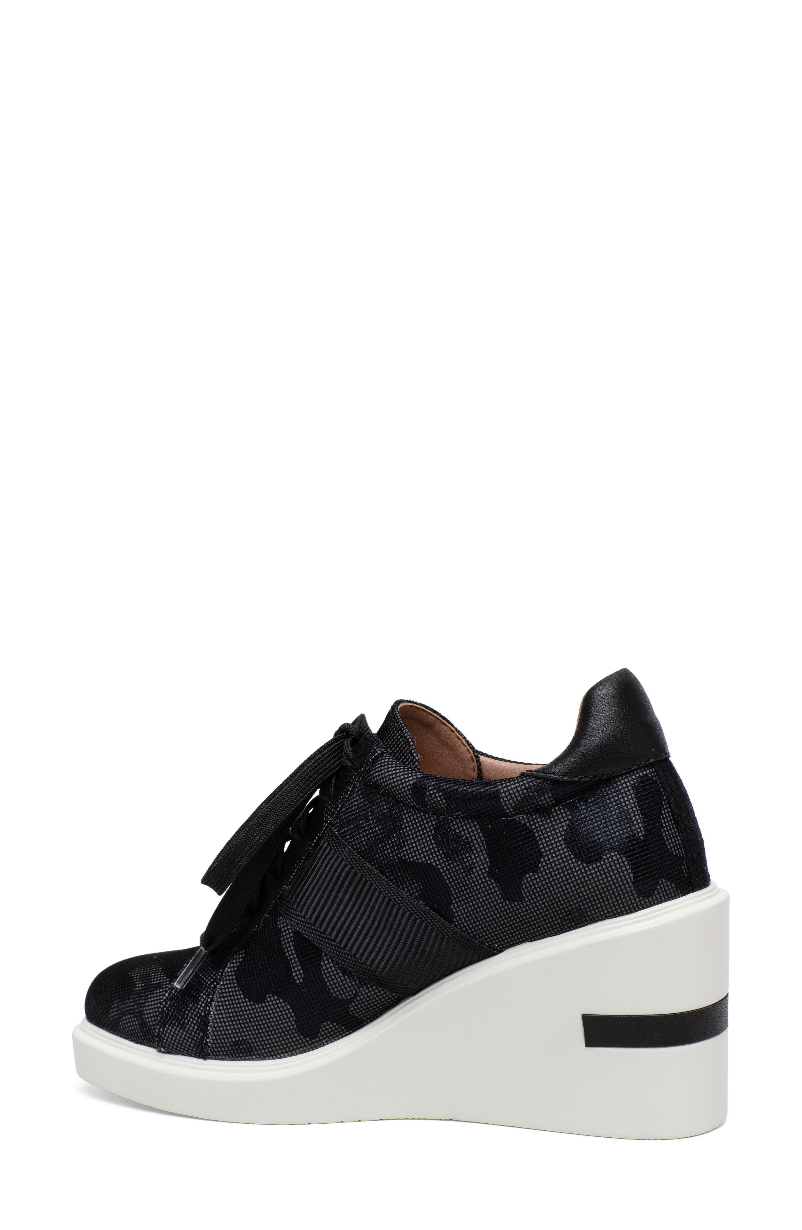 Kandis Wedge Sneaker, Alternate, color, BLACK CAMO FABRIC