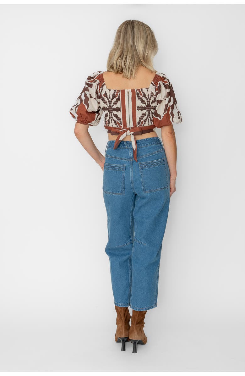 West Of Marie Top, Alternate, color, Capucine Border Print