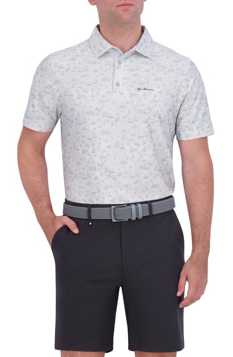 Amalfi Holiday Print Stretch Tech Polo