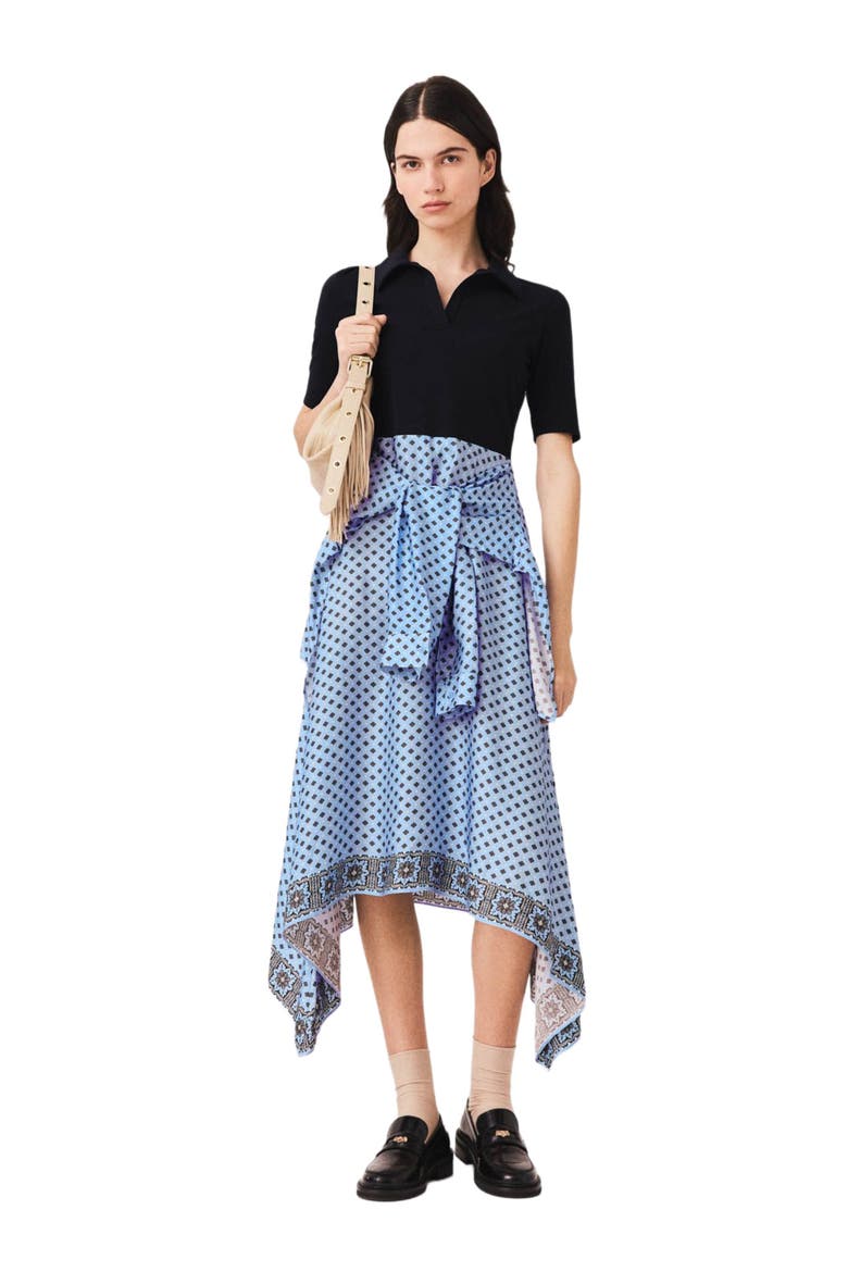 Layered-effect scarf skirt dress, Main, color, Light blue loungewear