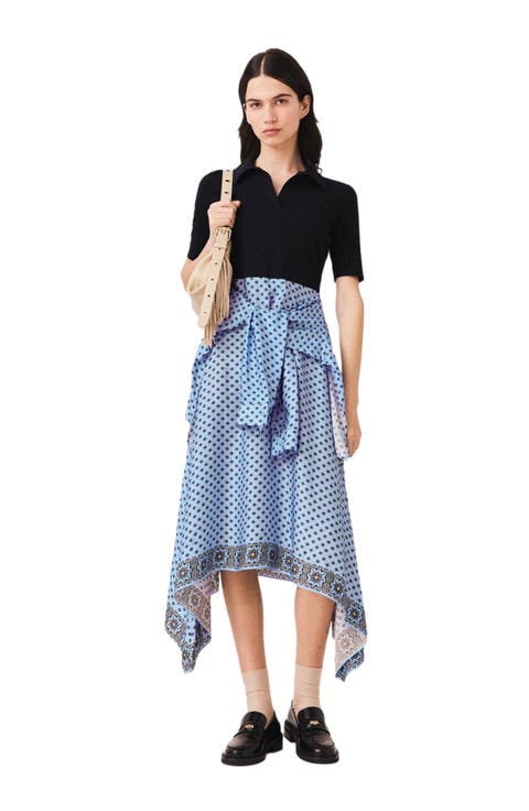 Layered-effect scarf skirt dress