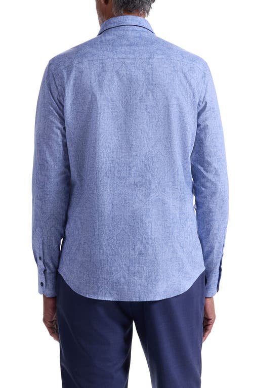 Bugatchi Julian Shaped Fit Paisley Cotton Button-up Shirt In Blue