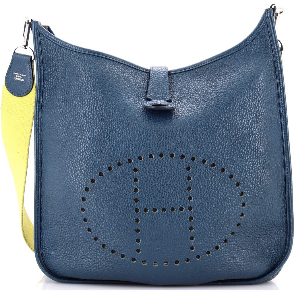 Pre-owned Hermes Hermes Evelyne Bag Gen Iii Clemence Pm In Blue