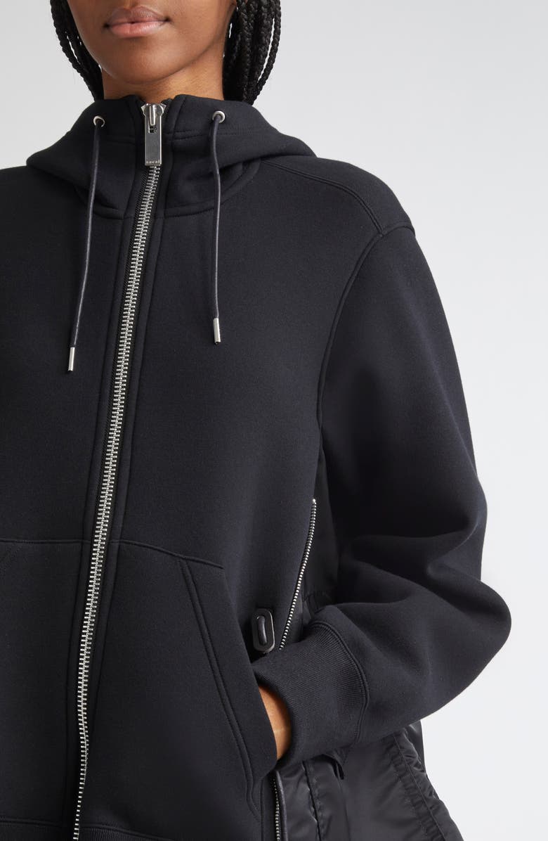 Sacai Sponge Sweat x Nylon Twill Hoodie, Alternate, color, Black/ Black 002