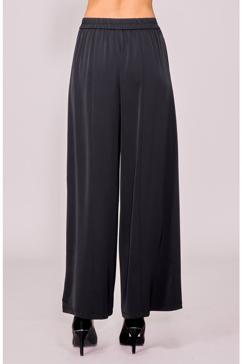 Pleated Crepe Wide Leg Pants, Alternate, color, BLACK