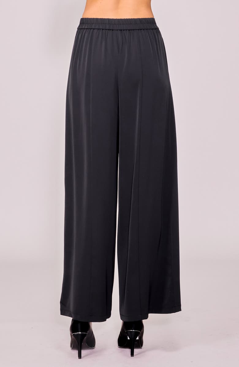 MELLODAY Pleated Crepe Wide Leg Pants, Alternate, color, Black