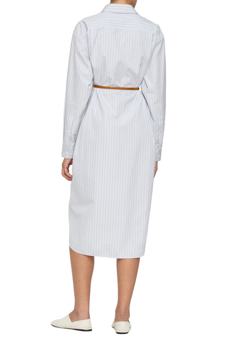 Aurora Stripe Long Sleeve Belted Oversize Cotton Poplin Midi Shirtdress, Alternate, color, GLACIER BLUE MULTI