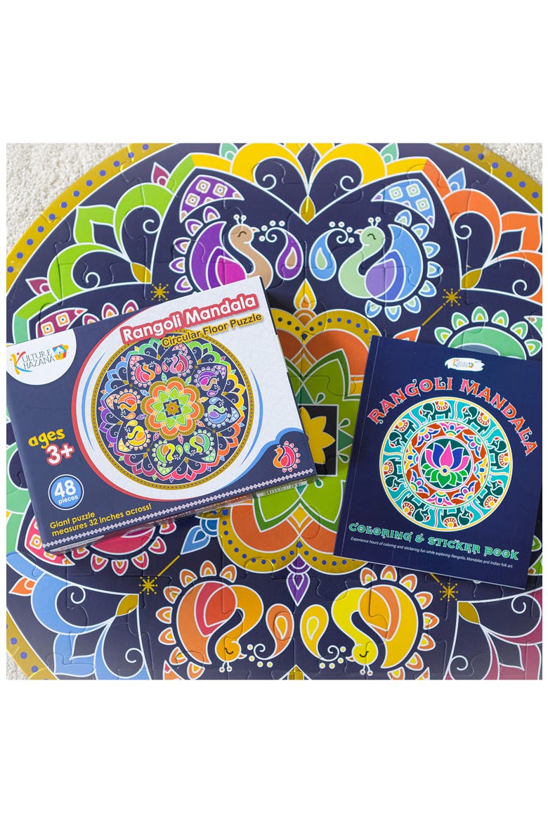 Rangoli Mandala Bundle - Puzzle and Coloring + Sticker Book, Alternate, color, MULTICOLOR