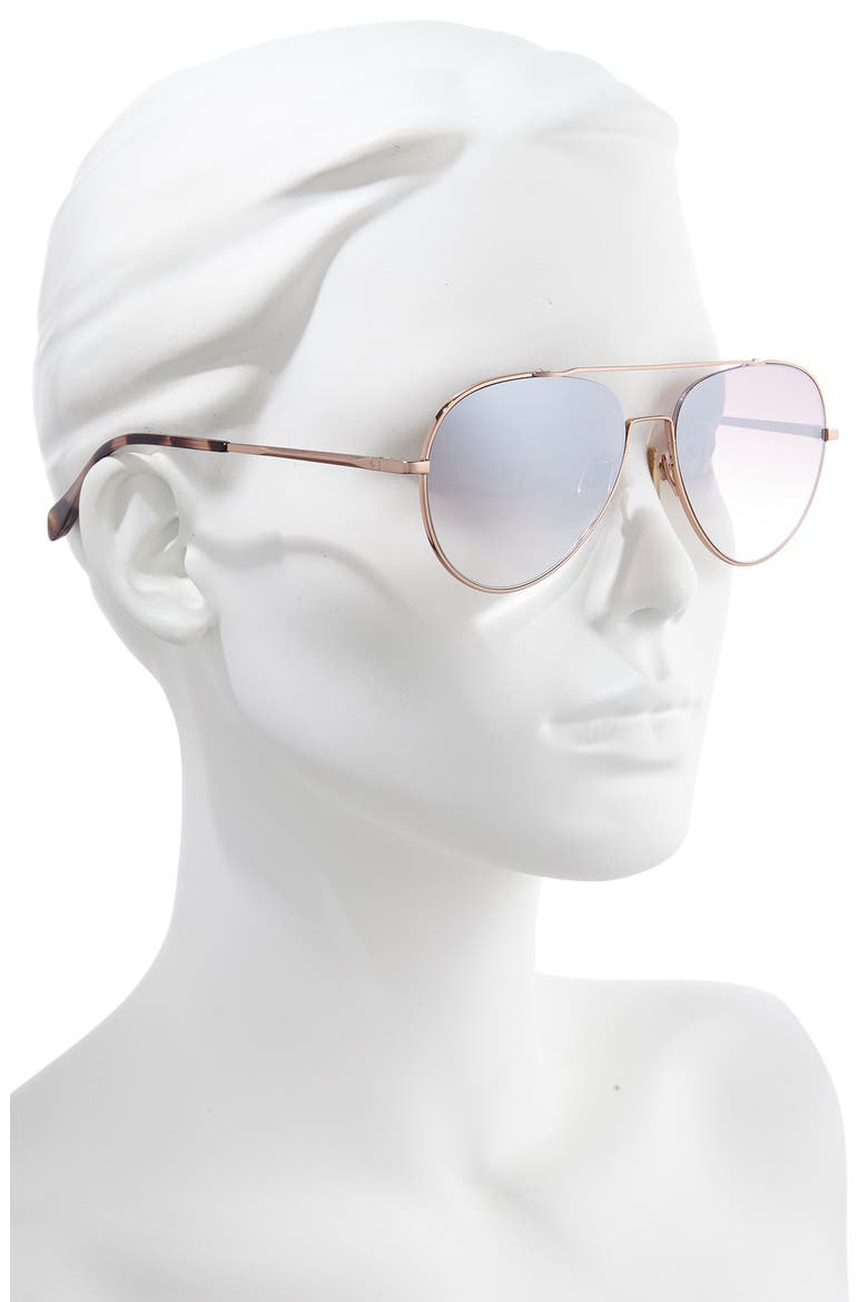 58mm Gradient Aviator Sunglasses, Alternate, color, RED GOLD/ BROWN