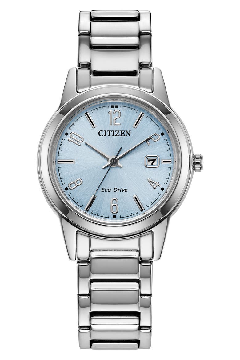 Eco-Drive Bracelet Watch, 29.4mm, Main, color, SILVER