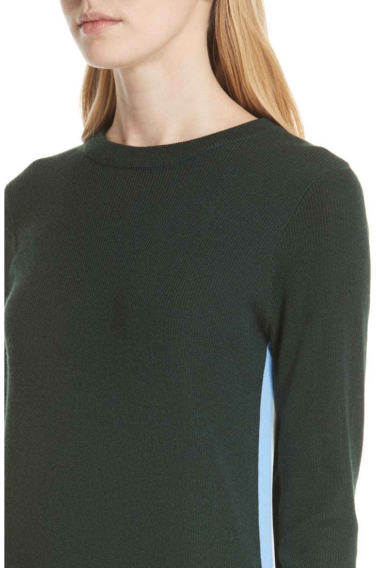 Tory Sport Double Stripe Cashmere Blend Sweater Dress, Alternate, color, CONIFER