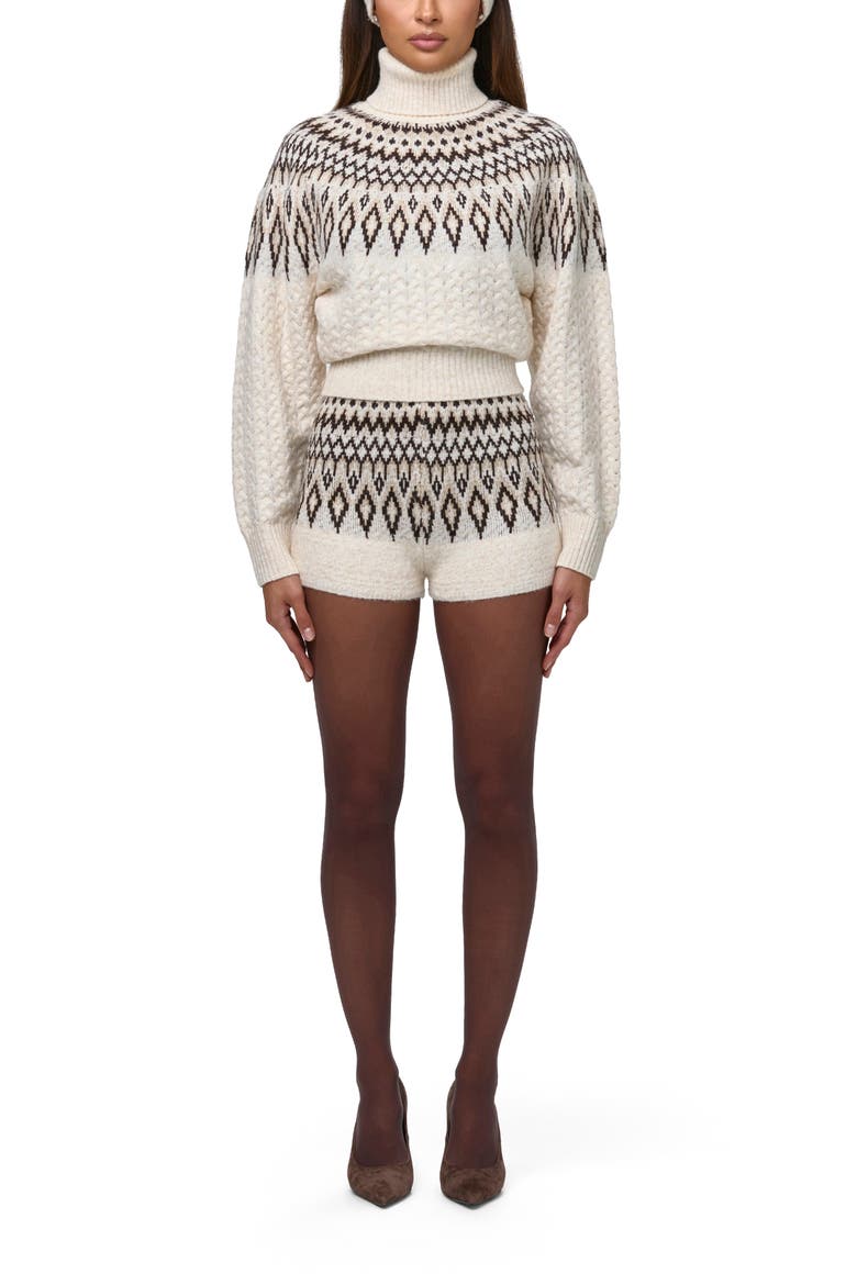 Fair Isle Knit Hot Pants, Alternate, color, BONE