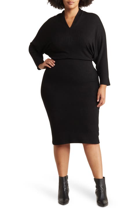 Dolman Sleeve Sweater Dress (Plus)
