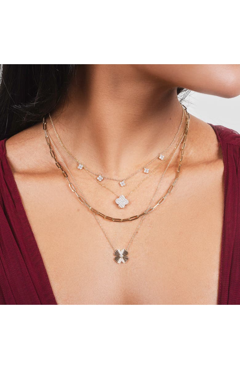 The Lovery Fine Jewelry Fluted Gold Single Four Leaf Clover Necklace, Alternate, color, Gold