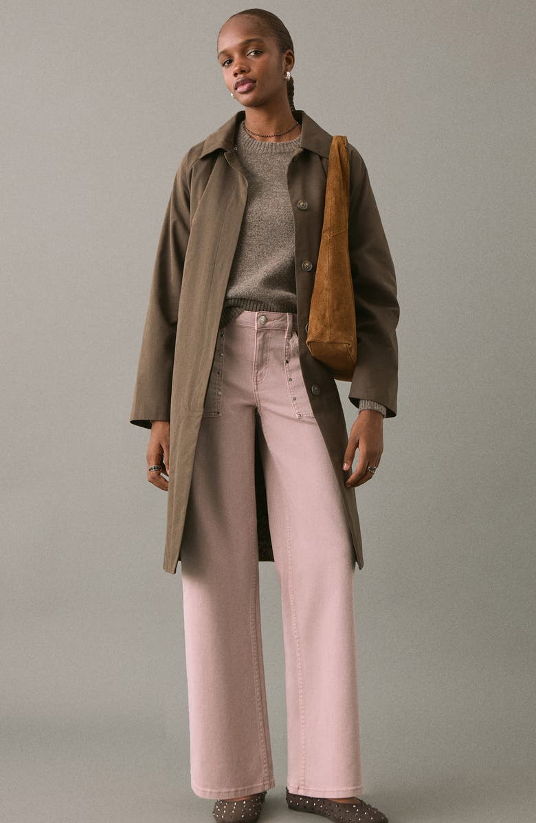 MANGO TEEN Studded Culotte Wide Leg Jeans, Alternate, color, Pastel Pink