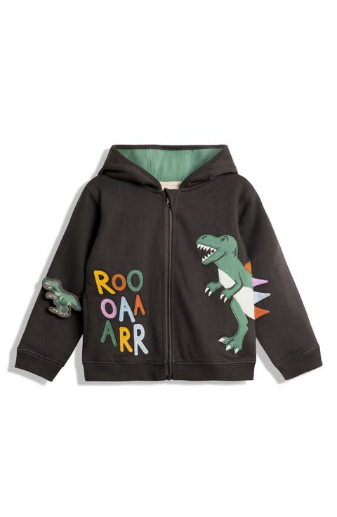 Kids' T-Rex Appliqué Reversible Cotton Zip-Up Hoodie (Toddler & Little Kid)