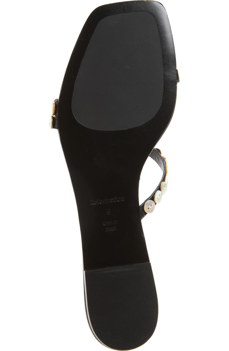 Reformation Shoshana Slide Sandal, Alternate, color, Black Leather Shell Buttons