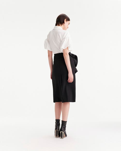 Theo The Label Women's Black Atlas Bow Pencil Skirt In Black