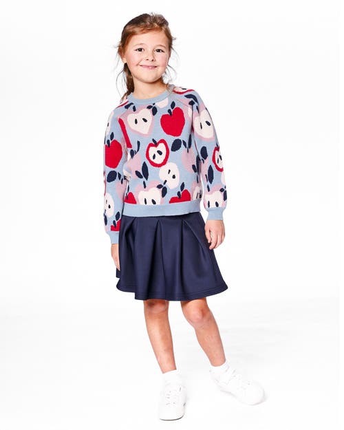 Deux Par Deux Knit Sweater With Apple Heart Jacquard In Gray