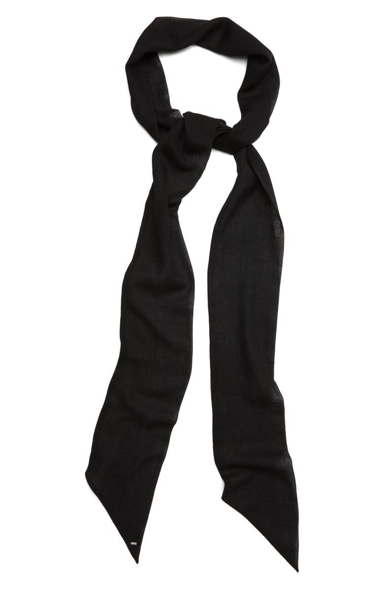 Saint Laurent X-Long Lavalliere Skinny Wool Scarf, Main, color, 